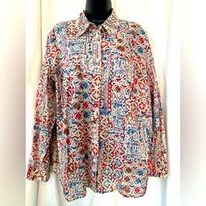 Lauren Ralph Lauren 100% Cotton Button Down Long Sleeve Blouse Womens Sz 2X